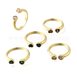 Anillos de puño de circonita cúbica micro pavé de latón para mujer&nbsp;RJEW-F181-09G