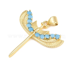 Pendentifs en laiton micro pavé de zircons cubiques bleu ciel&nbsp;CU-CBA4A93-01A-G
