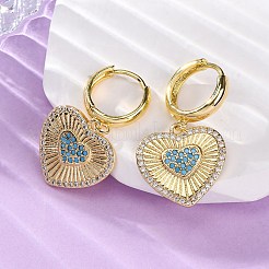 Латунные кубических серьги циркония обруч EJEW-Q042-02A-G