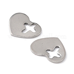 変色しにくい201ステンレススチールチャーム  ハートとクロス  ステンレス鋼色  10x12.5x0.8mm  穴：5.5x6.5mm&nbsp;STAS-K217-73