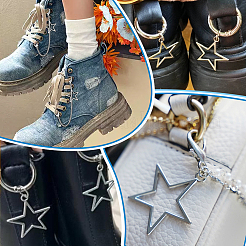 2 шт. цепочка для ремня безопасности из нержавеющей стали с подвесками в виде звезд из сплава AJEW-PH0006-35