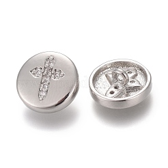 Пуговицы на хвостовике из латуни с микропейвом и прозрачным кубическим цирконием KK-H738-21P