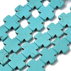 Синтетических нитей бирюзовые бусы&nbsp;TURQ-G118-20x20mm-11