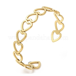 Ionenplattierung (IP) 304 Edelstahl Herz offene Manschette Armreif für Frauen&nbsp;BJEW-L682-001G