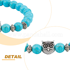 4 ensemble de bracelets extensibles en perles de hibou en pierres précieuses naturelles et synthétiques mélangées&nbsp;BJEW-FI0001-04