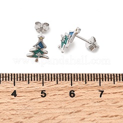 925 стерлингового серебра серьги стержня EJEW-D342-03P