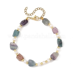 Bracelets en fluorite brute naturelle et perles&nbsp;BJEW-JB14441
