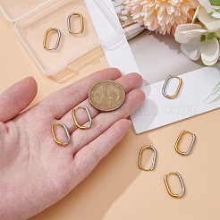 4 пара двухцветных серег-колец из нержавеющей стали 304&nbsp;EJEW-UN0003-12