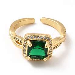 Квадратное открытое кольцо-манжета с кубическим цирконием&nbsp;RJEW-H101-16G