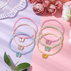 Braccialetti con ciondoli smaltati in lega di farfalla a 6 colori&nbsp;BJEW-JB10283