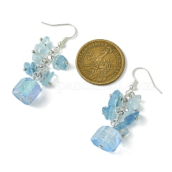 Женские серьги с кусочками натурального розового кварца и висячие серьги из натурального кварца&nbsp;EJEW-TA00560-02