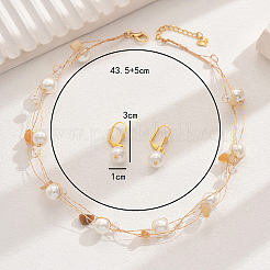 Наборы из многослойных ожерелий и серег из натуральных драгоценных камней и стеклянных круглых бусин для женщин DF6883