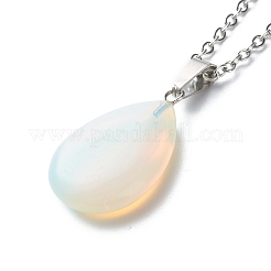 Colliers pendentifs en pierre mélangée naturelle en forme de larme&nbsp;NJEW-JN03631