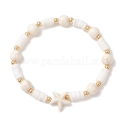 Браслеты из окрашенной синтетической бирюзы и натуральных белых ракушек&nbsp;BJEW-JB13476