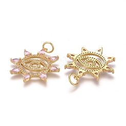 Кулоны из латуни с прозрачным паве и пурпурным фианитом ZIRC-Z001-05G