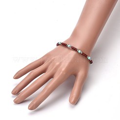 Эластичные браслеты из натуральной и синтетической бирюзы (окрашенной)&nbsp;BJEW-JB04125