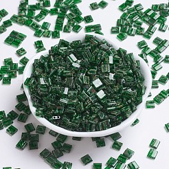 MIYUKIティラビーズ  日本製シードビーズ  2穴  （tl4507)透明緑ピカソ  5x5x1.9mm  穴：0.8mm  約1180個/100g&nbsp;SEED-J020-TL4507