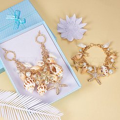 Модные браслеты шарма раковины & bib ожерелья устанавливает SJEW-PH0001-01