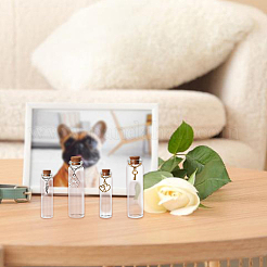 8 шт. 4 стиля прозрачных стеклянных пустых бутылок с подвесками и пробкой AJEW-DR00026