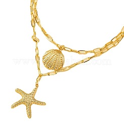 Богемное лето сплав кулон в форме ракушки морская звезда двухслойные ожерелья для женщин FS-WGC6D9A-01