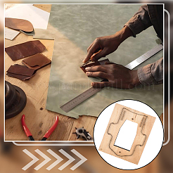Прямоугольный деревянный и стальной футляр для карточек из кожи для высечки&nbsp;DIY-WH20055-016B