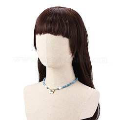 Collier pendentif papillon en laiton avec chaînes en perles heishi en argile polymère pour femme&nbsp;NJEW-JN04166