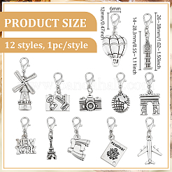 12 pendentif en alliage de voyage&nbsp;HJEW-BC00108