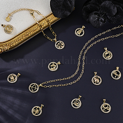 12pcs 12 styles pendentifs en laiton micro pavé de zircone cubique&nbsp;KK-BM0001-01