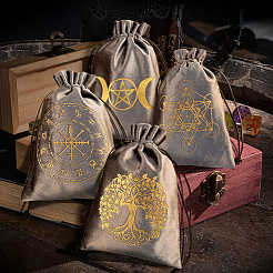 Прямоугольные бархатные мешочки для хранения карт Таро с золотым тиснением и завязками для гадания ABAG-WH20001-25D