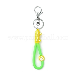 猫の足跡プリント PVC & 鉄合金 ロブスター クロー クラスプ キーチェーン  芝生の緑  180mm&nbsp;KEYC-JKC01104-03