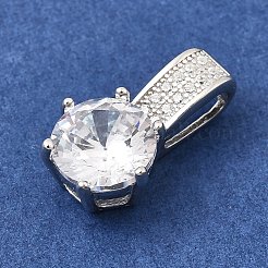 925 плоская круглая подвеска из серебра {925} пробы с прозрачным фианитом и паве STER-A048-12S