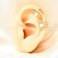 Messing Micro Pave klare Zirkonia Manschette Ohrringe&nbsp;EJEW-C186-10G