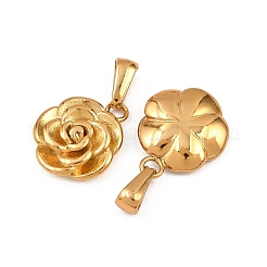 304ステンレスペンダント  花のチャーム  ゴールドカラー  17.5x15x4.5mm  穴：7.5x3.5mm&nbsp;STAS-P438-39A-G
