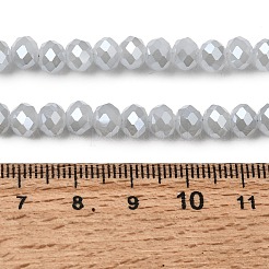 電気メッキガラスビーズセット  パール光沢メッキ  多面カット  ロンデル  ホワイトスモーク  6x4.5~5mm  穴：1mm  約85~88個/連  16.1~16.5インチ（41~42cm）&nbsp;GLAA-K027-PL-A08-A
