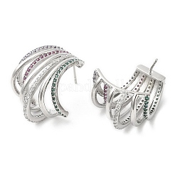 Серьги-гвоздики с яркими стразами EJEW-D059-05P