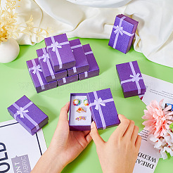 Прямоугольные бумажные подарочные коробки для хранения ювелирных изделий с бантом CON-TAC0014-09A