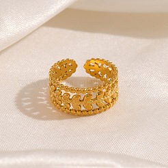 Кольца-манжеты из нержавеющей стали 304 с ажурными листьями для женщин&nbsp;FS-WG7E38E-01