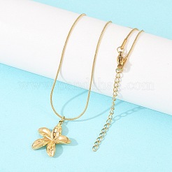 Collares de cadena de serpiente redonda con colgante de flor de acero inoxidable 304 para mujer&nbsp;NJEW-F377-01G