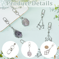 6 pièce 3 styles en acier inoxydable tressé chaîne macramé pochette vide support de pierre pendentif décorations&nbsp;HJEW-SC0003-05