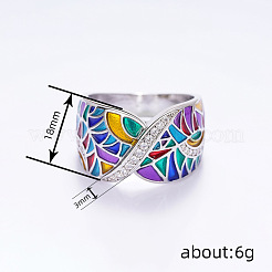 Кольца для пальцев в этническом стиле из латуни с микропаве из кубических цирконий и эмали&nbsp;FS-WG810B2-03