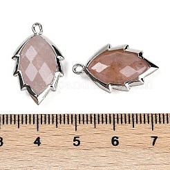 Natürliche Erdbeerquarz facettierte Blattanhänger&nbsp;G-I375-04P-13