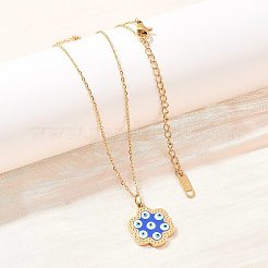 Женские кулоны-цветы с синей эмалью из нержавеющей стали 304&nbsp;NJEW-A064-02G