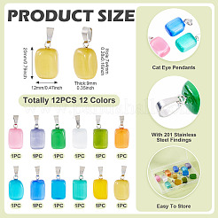 12шт 12 цвета подвески «кошачий глаз» CE-TA0001-04