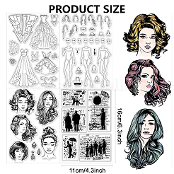 4 шт. 4 стиля человеческих пластиковых прозрачных штампов из ПВХ DIY-CA0006-64H