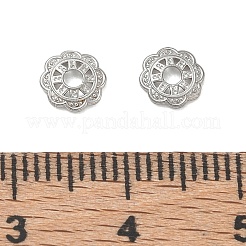 304ステンレススチールビーズキャップ  花  ステンレス鋼色  6x1mm  穴：1.6mm&nbsp;SA-CBAA758-02P-A