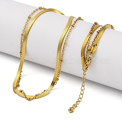 Двухслойные ожерелья из нержавеющей стали 304&nbsp;LS-NJEW-U028-01G