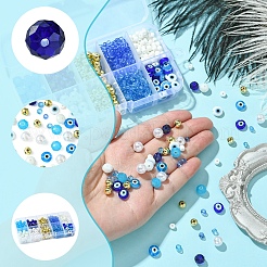 Наборы для изготовления браслетов из стеклянных бусин и лампворка от сглаза DIY-FS0007-43