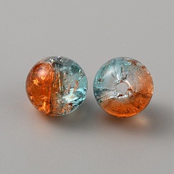 Двухцветные прозрачные стеклянные бусины с кракле&nbsp;LS-GLAA-WH0038-15A