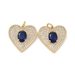 Pendentifs de cœur en laiton avec zircone cubique de micro pave&nbsp;KK-G435-02G-04