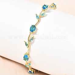 Bracelets en laiton à maillons en forme de feuille&nbsp;BJEW-D455-01G